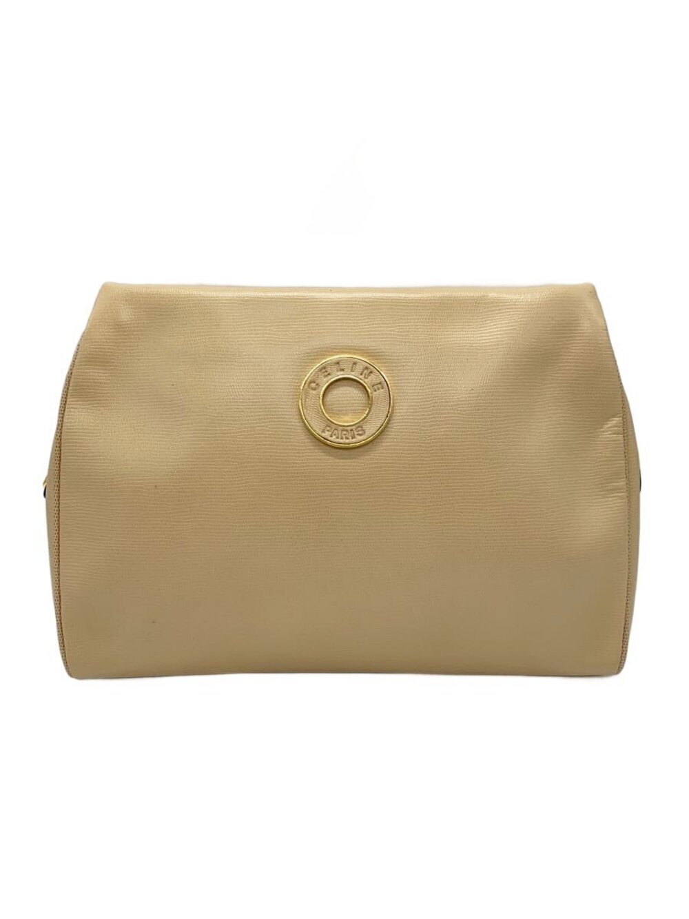 Celine Clutch Bag Leather Beige Cream